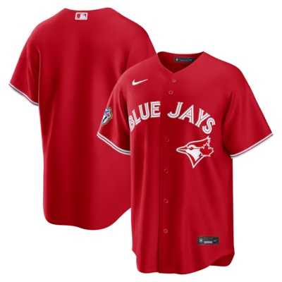 Mens Toronto Blue Jays Blank Red 50 Seasons Patch Stitched Jersey