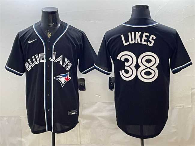 Mens Toronto Blue Jays #38 Nathan Lukes 2026 Fashion Replica Black Out Stitched Jersey