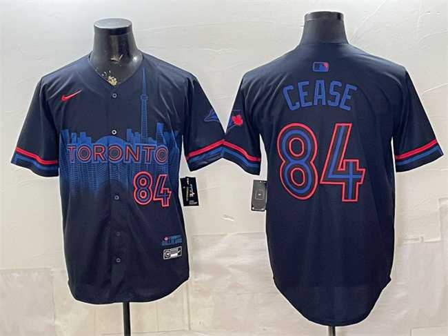 Mens Toronto Blue Jays #84 Dylan Cease Navy 2024 City Connect Limited Stitched Jersey