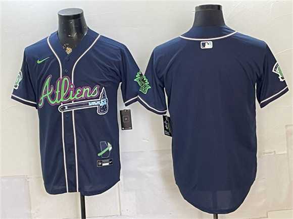 Mens Atlanta Braves Blank Navy Galaxy With Outkast Patch Vapor Limited Stitched Jersey Dzhi->atlanta braves->MLB Jersey