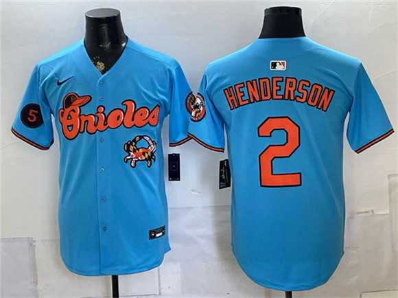 Mens Baltimore Orioles #2 Gunnar Henderson Blue With Patch Vapor Premier Limited Stitched Jersey Dzhi->baltimore orioles->MLB Jersey