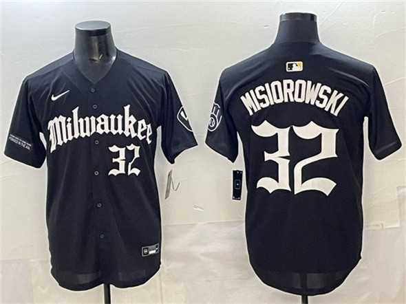 Mens Milwaukee Brewers #32 Jacob Misiorowski Black Gothic 414 Shadows Edition Vapor Premier Limited Stitched Jersey