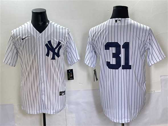 Mens New York Yankees #31 Ichiro Suzuki White Cool Base Limited Stitched Jersey