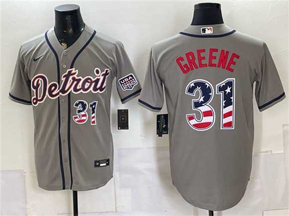 Mens Detroit Tigers #31 Riley Greene Gray 2026 USA 250 Fourth of July Stitched Jersey Dzhi->detroit tigers->MLB Jersey