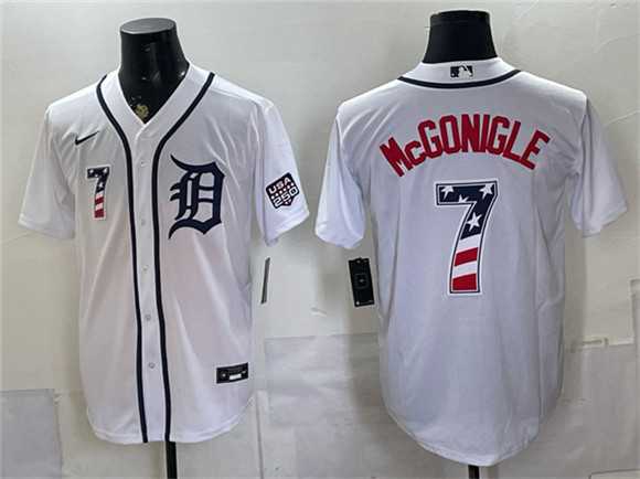 Mens Detroit Tigers #7 Kevin McGonigle White 2026 USA 250 Fourth of July Stitched Jersey Dzhi->detroit tigers->MLB Jersey