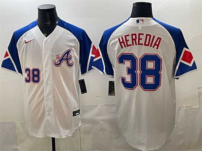 Mens Atlanta Braves #38 Guillermo Heredia White 2023 City Connect Cool Base Stitched Jersey->atlanta braves->MLB Jersey
