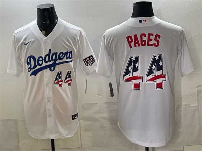 Mens Los Angeles Dodgers #44 Andy Pages White USA 250 Fourth of July Home Stitched Jersey Dzhi->los angeles dodgers->MLB Jersey