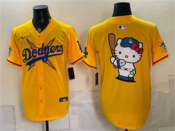 Mens Los Angeles Dodgers x One Piece Team Big Logo Yellow Vapor Premier Limited Stitched Jersey Dzhi->los angeles dodgers->MLB Jersey