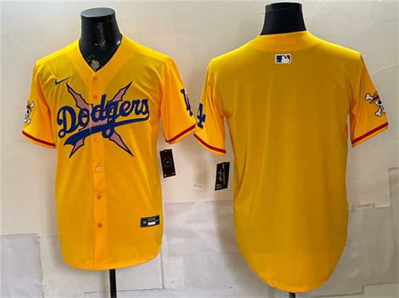 Mens Los Angeles Dodgers x One Piece Blank Yellow Vapor Premier Limited Stitched Jersey Dzhi->los angeles dodgers->MLB Jersey