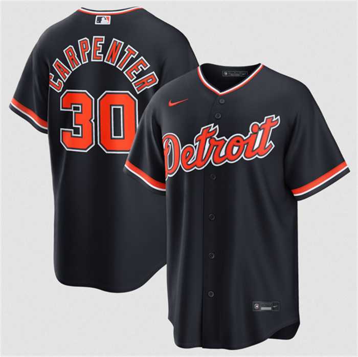 Mens Detroit Tigers #30 Kerry Carpenter Navy Alternate Stitched Jersey Dzhi