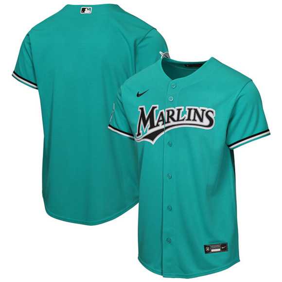 Mens Miami Marlins Blank Teal Alternate Stadium Stitched Jersey Dzhi Dzhi->miami marlins->MLB Jersey