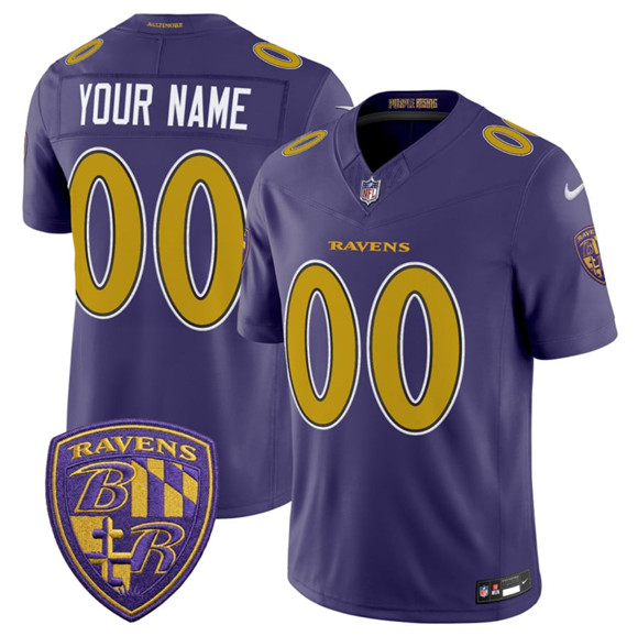 Mens Baltimore Ravens Active Player Custom Purple 2026 F.U.S.E. Alternate Vapor Limited Football Stitched Jersey