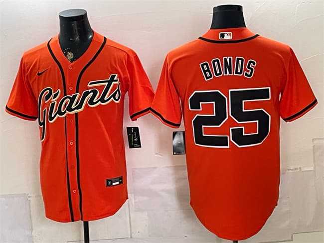 Mens San Francisco Giants #25 Barry Bonds Orange Cool Base Stitched Jersey->san francisco giants->MLB Jersey
