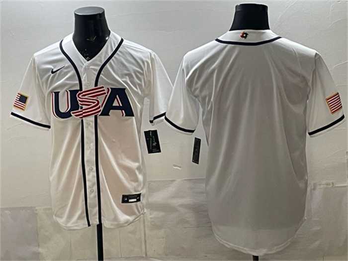 Mens USA Baseball Blank White 2026 World Baseball Classic Home Stadium Stitched Jersey