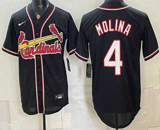 Mens St Louis Cardinals #4 Yadier Molina 2026 Black Fashion Cool Base Jersey