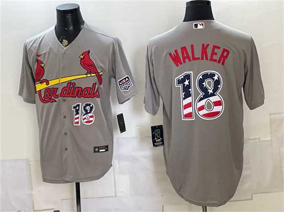 Mens St. Louis Cardinals #18 Jordan Walker Gray USA 250 Fourth of July Stitched Jersey Dzhi