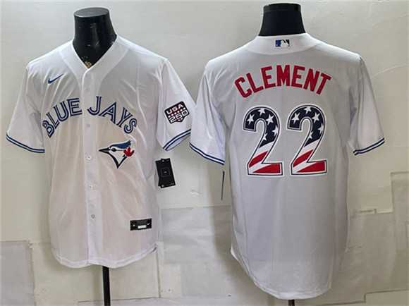 Mens Toronto Blue Jays #22 Ernie Clement White 2026 USA 250 Fourth of July Stitched Jersey Dzhi