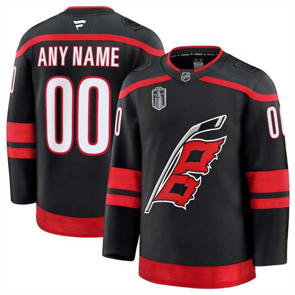 Mens Carolina Hurricanes Active Player Custom Black 2026 Stanley Cup Final Home Premium Hockey Stitched Jersey