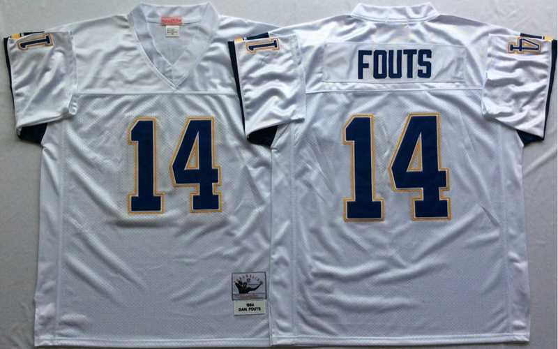 Mens Los Angeles Chargers #14 Dan Fouts White Throwback Stitched Football Jersey