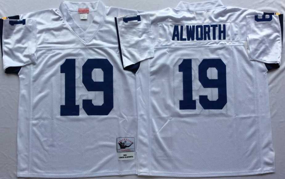 Mens Los Angeles Chargers #19 Lance Alworth White Throwback Stitched Football Jersey