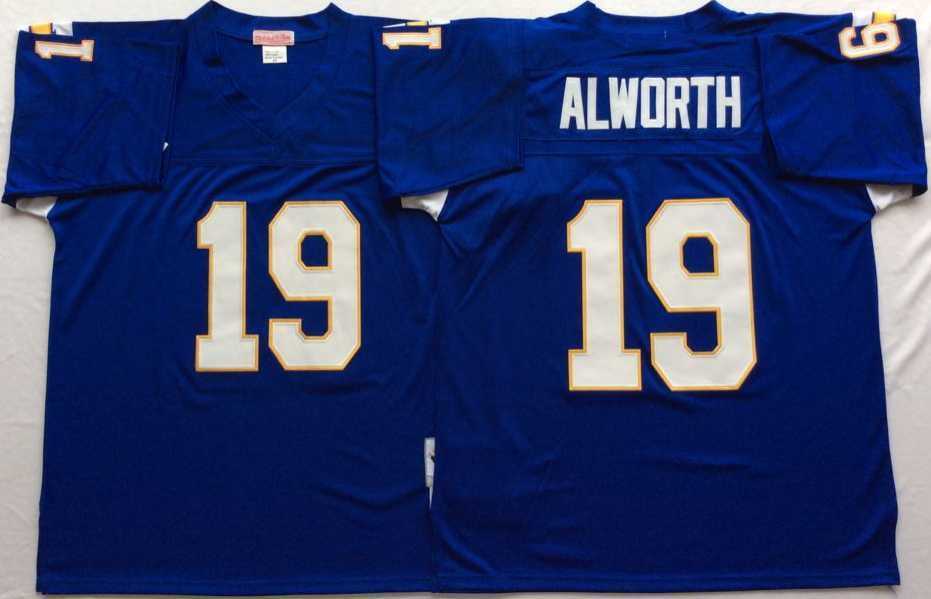 Mens Los Angeles Chargers #19 Lance Alworth Blue Throwback Stitched Football Jersey