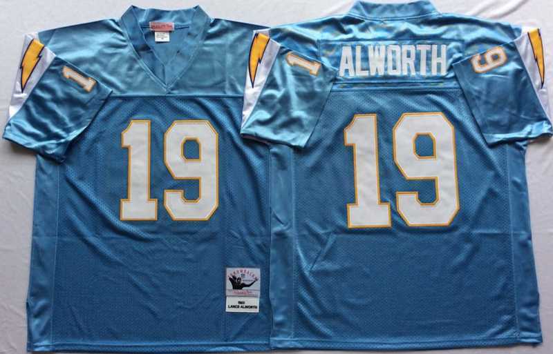 Mens Los Angeles Chargers #19 Lance Alworth Light Blue Throwback Stitched Football Jersey