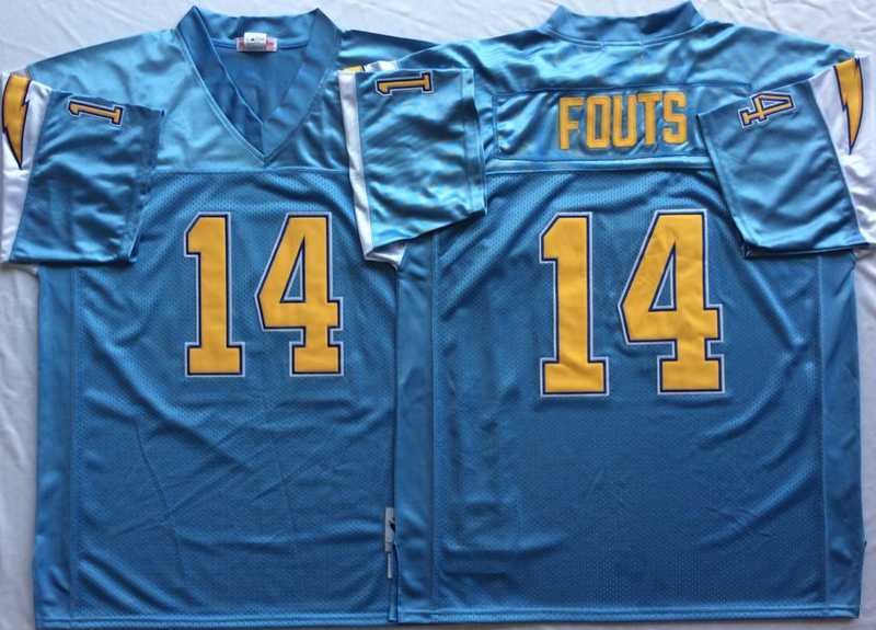 Mens Los Angeles Chargers #14 Dan Fouts Light Blue Throwback Stitched Football Jersey