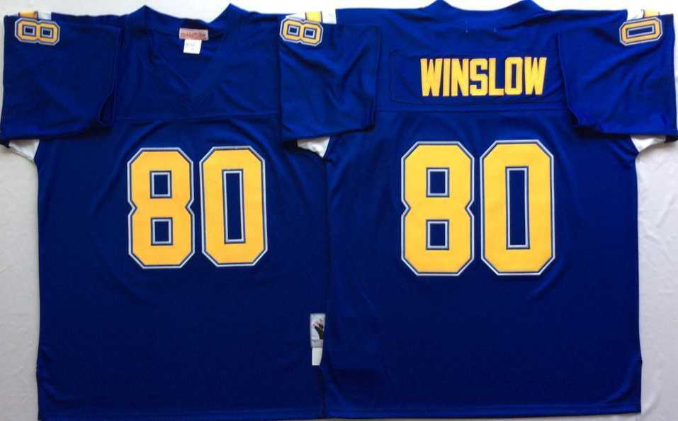 Mens Los Angeles Chargers #80 Kellen Winslow Blue Throwback Stitched Football Jersey