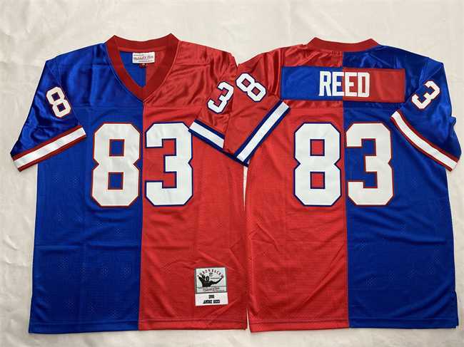 Mens Buffalo Bills #83 Andre Reed Blue Red Splite Throwback Stitched Football Jersey Dzhi
