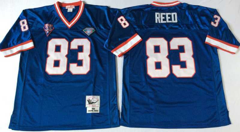 Mens Buffalo Bills #83 Andre Reed Blue Throwback Stitched Football Jersey