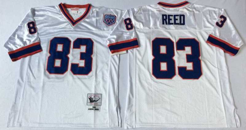 Mens Buffalo Bills #83 Andre Reed White Throwback Stitched Football Jersey