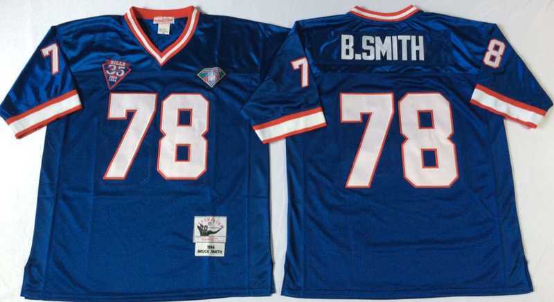 Mens Buffalo Bills #78 Bruce Smith Blue Throwback Stitched Football Jersey