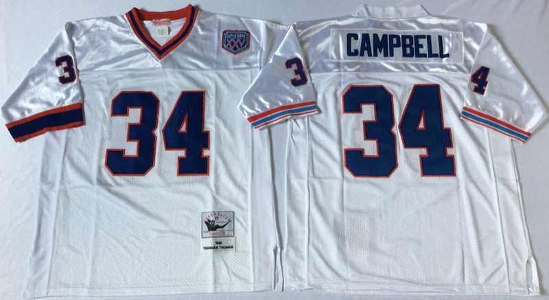 Mens Buffalo Bills #34 Thurman Thomas White Throwback Stitched Football Jersey