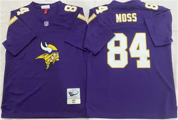 Mens Minnesota Vikings #84 Randy Moss Purple Throwback Stitched Football Jersey