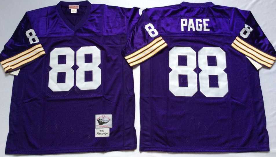 Mens Minnesota Vikings #88 Alan Page Purple Throwback Stitched Football Jersey