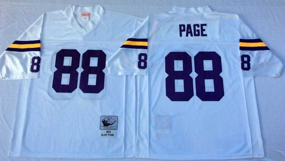 Mens Minnesota Vikings #88 Alan Page White Throwback Stitched Football Jersey
