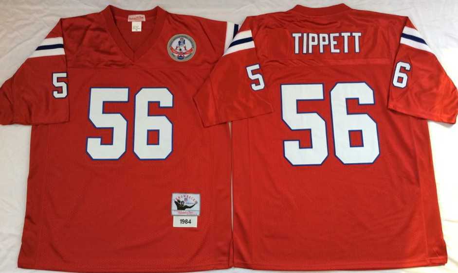 Mens New England Patriots #56 Andre Tippett Red Throwback Stitched Football Jersey