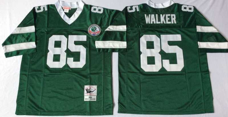 Mens New York Jets #85 Wesley Walker Green Throwback Stitched Football Jersey