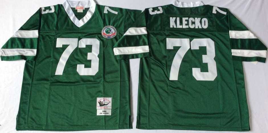 Mens New York Jets #73 Joe Klecko Green Throwback Stitched Football Jersey