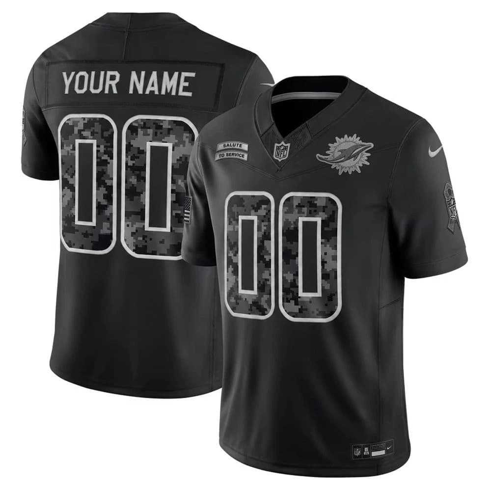 Mens Miami Dolphins Active Player Custom Black F.U.S.E. 2026 Salute to Service Limited Football Stitched Jersey->->Custom Jersey