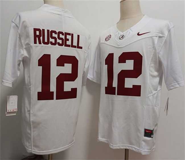 Mens Alabama Crimson Tide #12 Keelon Russell White 2026 F.U.S.E Stitched Football Jersey