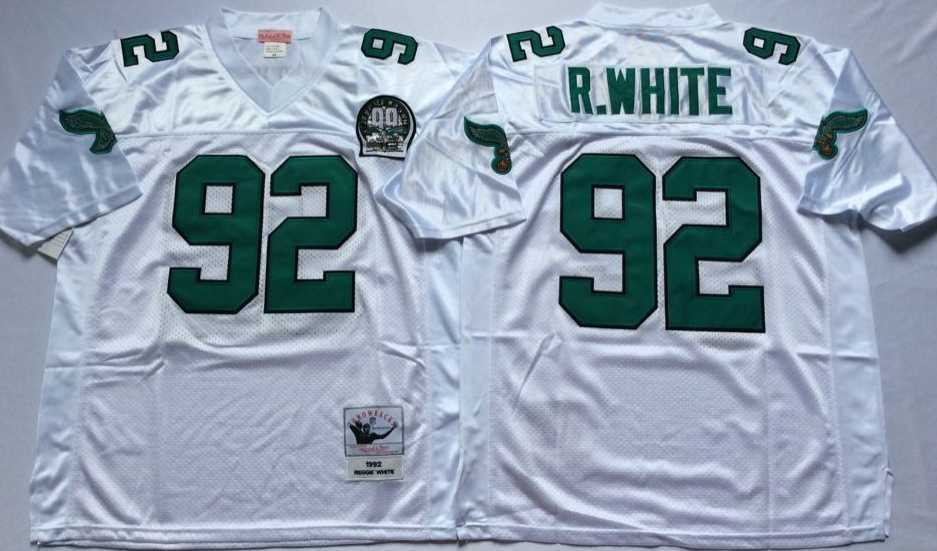 Mens Philadelphia Eagles #92 Reggie White White Throwback Stitched Football Jersey