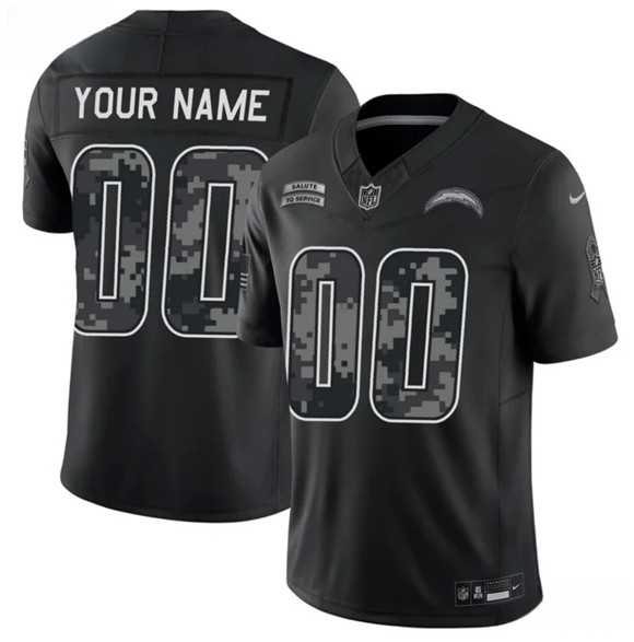 Mens Los Angeles Chargers Active Player Custom Black F.U.S.E. 2026 Salute to Service Limited Football Stitched Jersey->->Custom Jersey