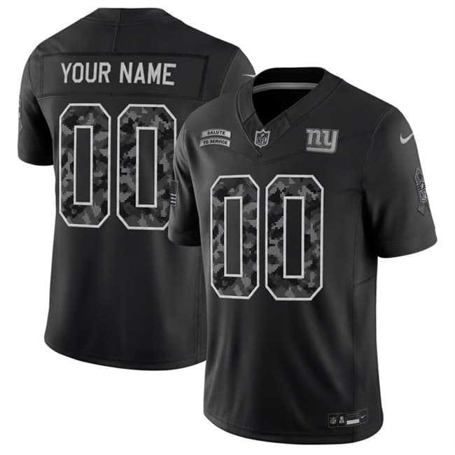 Mens New York Giants Active Player Custom Black F.U.S.E. 2026 Salute to Service Limited Football Stitched Jersey->->Custom Jersey