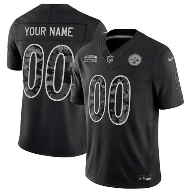 Mens Pittsburgh Steelers Active Player Custom Black F.U.S.E. 2026 Salute to Service Limited Football Stitched Jersey->->Custom Jersey