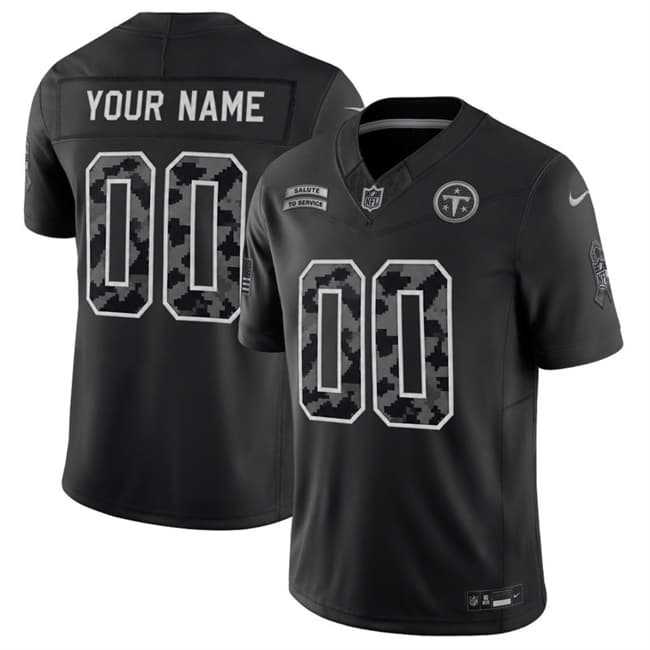 Mens Tennessee Titans Active Player Custom Black F.U.S.E. 2026 Salute to Service Limited Football Stitched Jersey->->Custom Jersey