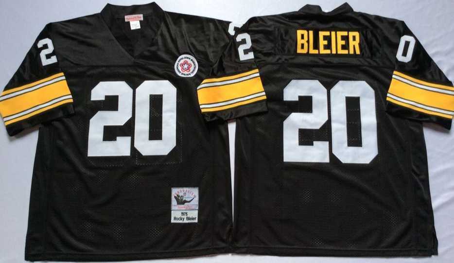 Mens Pittsburgh Steelers #20 Rocky Bleier Black Throwback Stitched Football Jersey