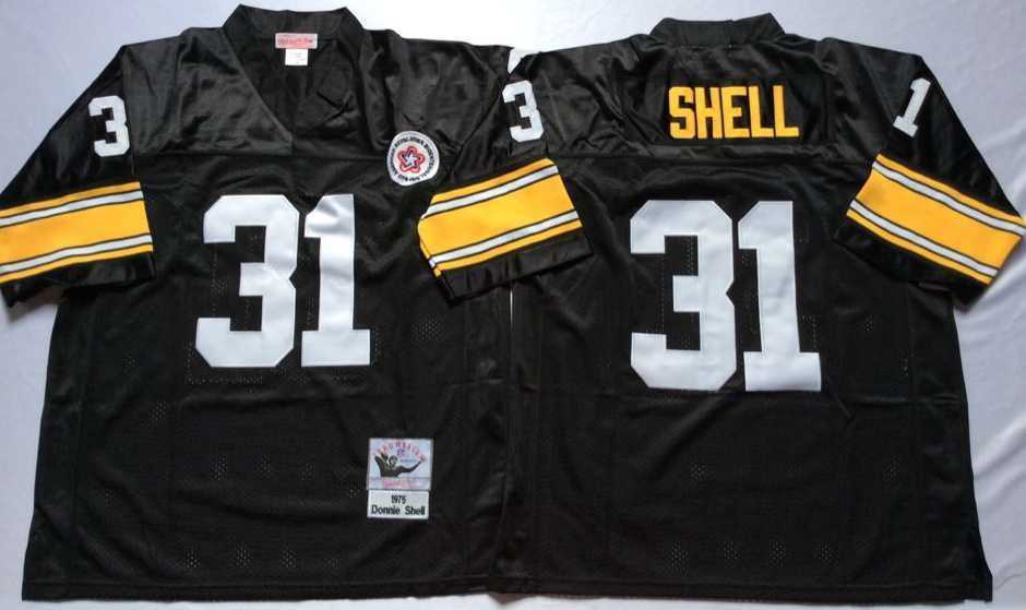 Mens Pittsburgh Steelers #31 Donnie Shell Black Throwback Stitched Football Jersey