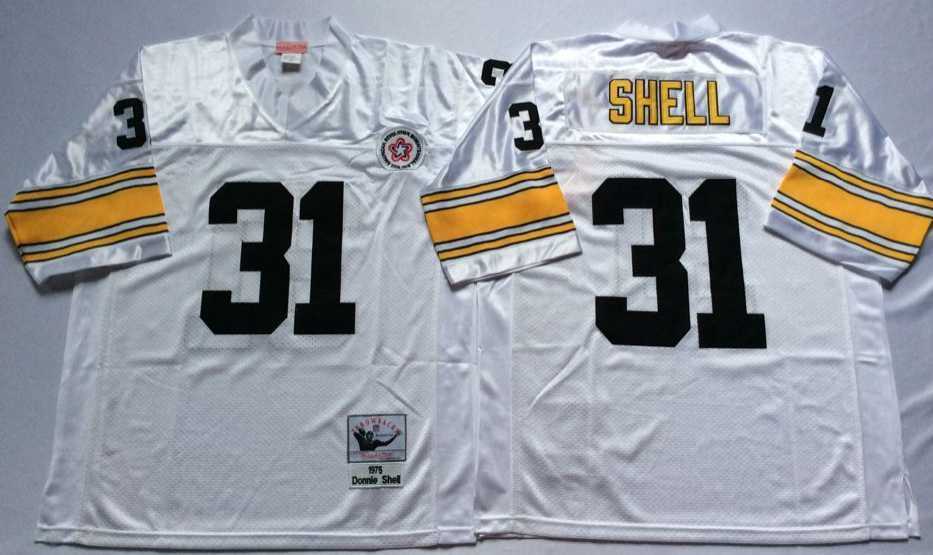 Mens Pittsburgh Steelers #31 Donnie Shell White Throwback Stitched Football Jersey