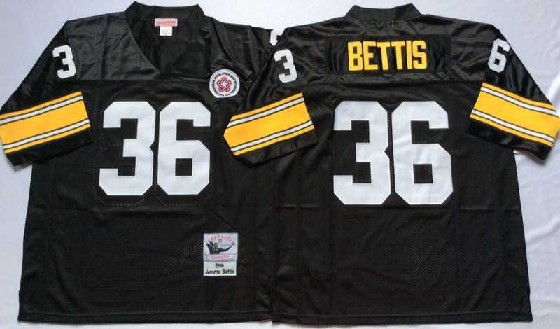 Mens Pittsburgh Steelers #36 Jerome Bettis Black Throwback Stitched Football Jersey